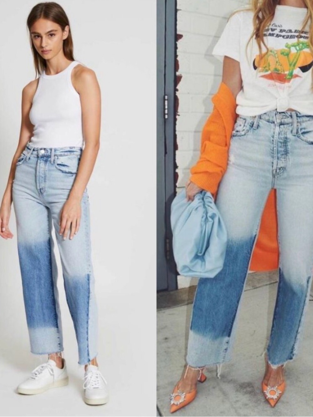 Mother Denim "Rambler Ankle Fray" Jeans Sz 25 High-Waist, Raw Hem, Two-Tone - Picture 6 of 16